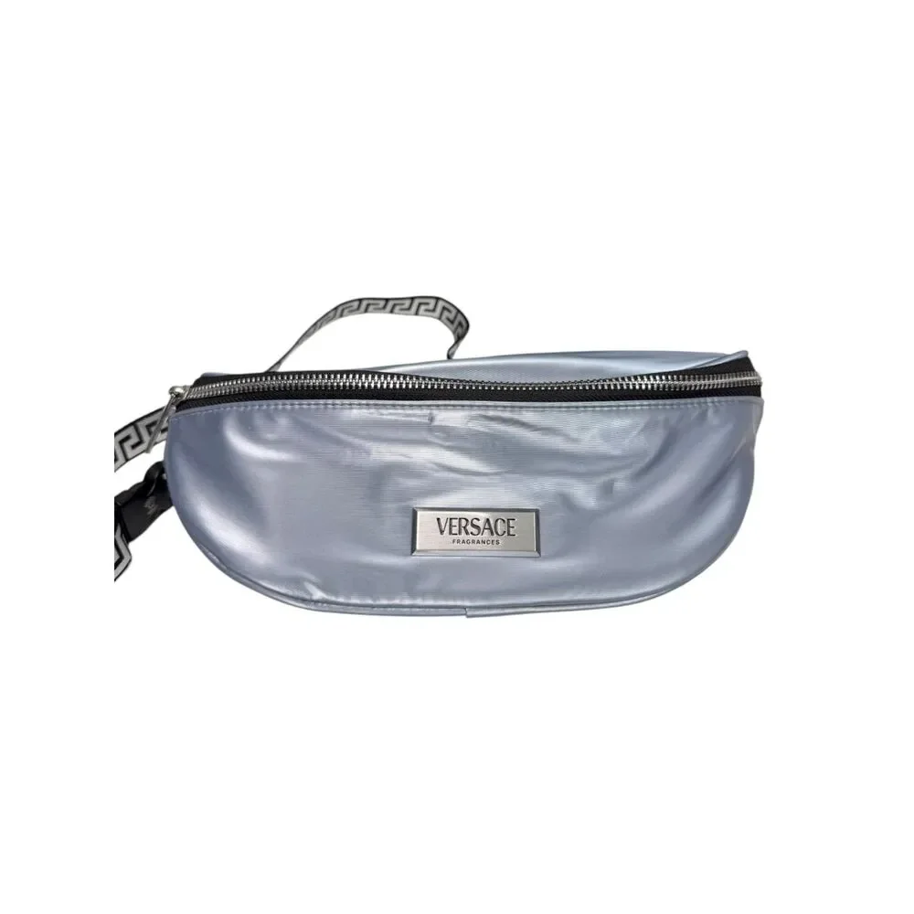 Versace Fragrances Silver Metallic Fanny Pack Belt Bag Sling NEW without Tags
